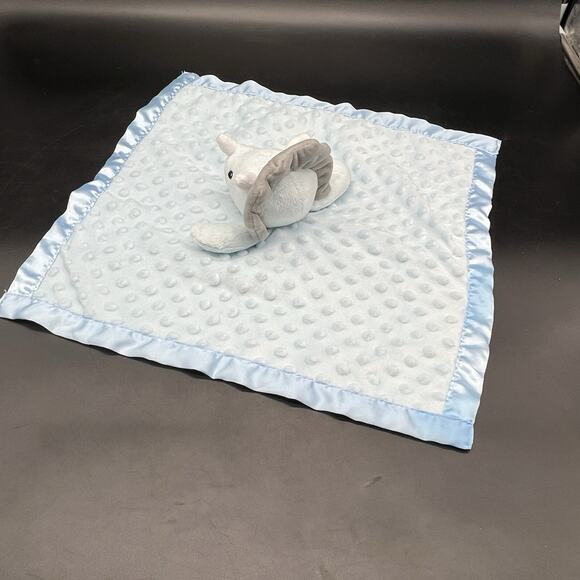 Pro Goleem Blue Triceratops Lovey Security Blanket Plush Dots Minky Satin Trim - Picture 4 of 10